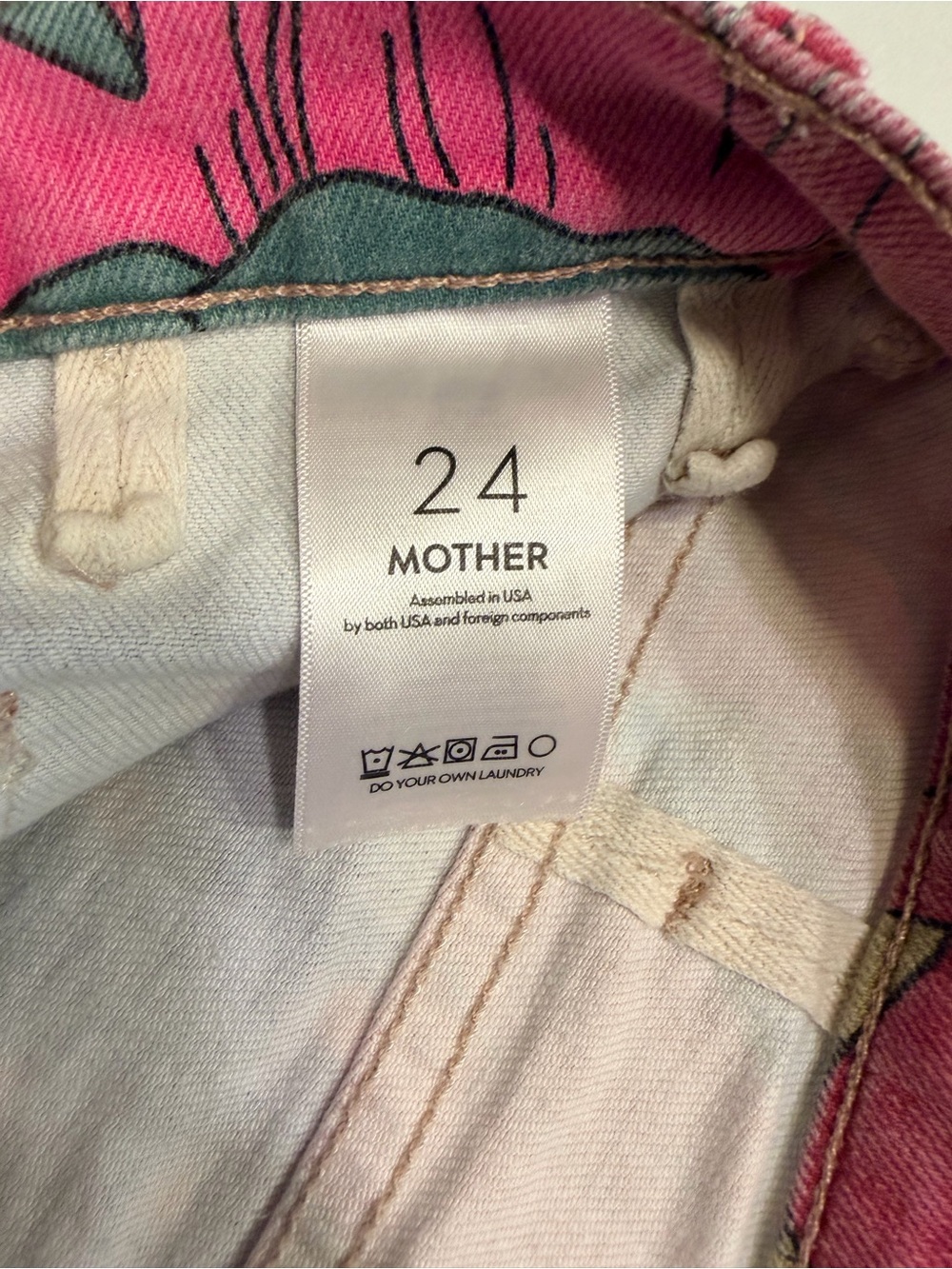 MOTHER The Patch Pocket Insider Flood Psychic Floral Crop Jeans 24 - Picture 3 of 10
